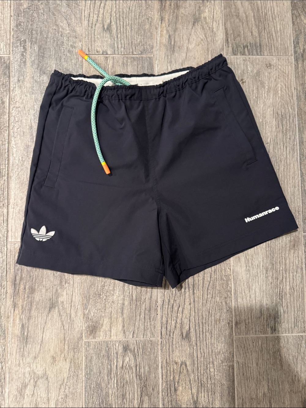 adidas Black Athletic Shorts with Mint Drawcord